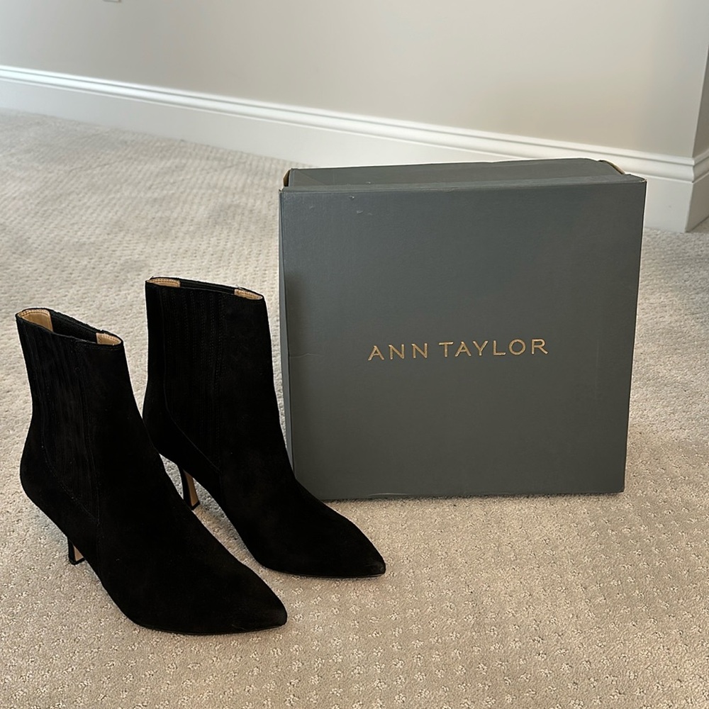 Ann Taylor Black Suede Bootie